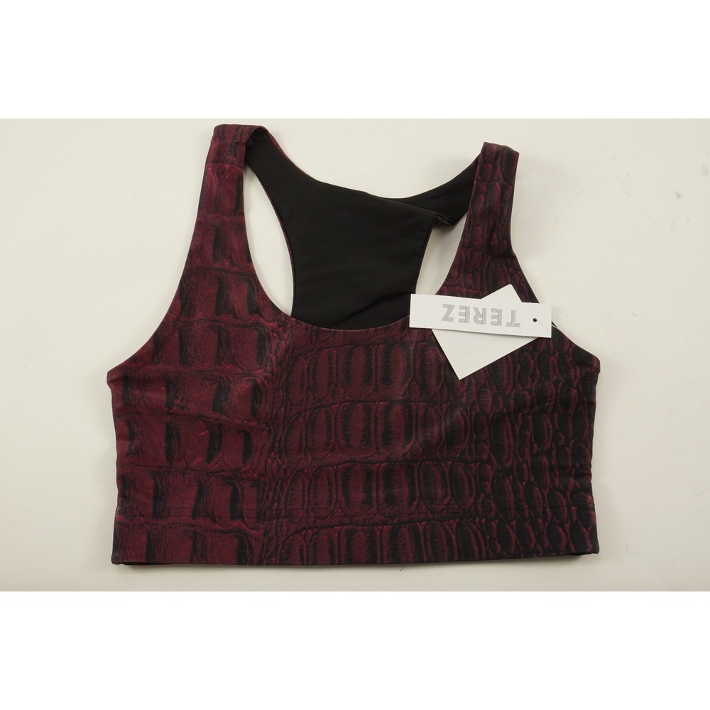 New Terez‎ Burgundy Croc Print Sports Bra Size Medium Racerback Gym & Training